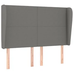 Vidaxl Vzglavje z ušesi temno sivo 147x23x118/128 cm blago