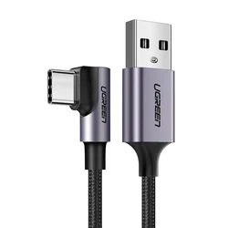 Ugreen USB-A na USB-C 3A 3 m kotni kabel – siv