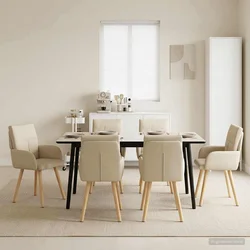 Trpezarijske stolice 6 pcs Tkanina Krem 60 x 56 x 96 cm