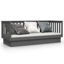Vidaxl Dnevna postelja siva 75x190 cm trdna borovina