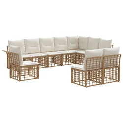 Set vanjskih sofa 10 pcs Prirodna i krema bijela Poliester
