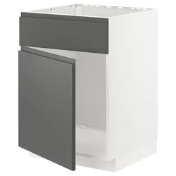 METOD Pod.elem.sudop. s vratima/frontom, bela/Voxtorp tamnosiva, 60x60 cm