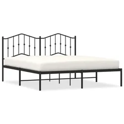 Vidaxl Kovinski posteljni okvir z vzglavjem črn 160x200 cm