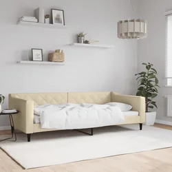 Greatstore Raztegljiva postelja krem 90x200 cm blago
