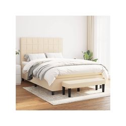 Krevet s oprugama i madracem krem 140 x 190 cm od tkanine