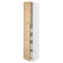 METOD / MAXIMERA Vis.el. s 2 vrata/4 fioke, bela/Forsbacka hrastovina, 40x60x220 cm