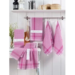 Hermia Set kuhinjskih krpa, 10 komada, 80% pamuk, 20% poliester, 45 x 65 cm, Roze