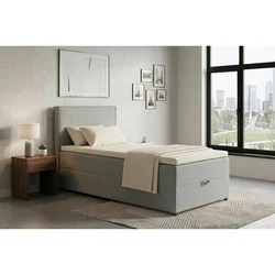 MID.YOU POSTELJA Z VZMETNICO 100 cm x 200 cm , tekstil, leseni material siva