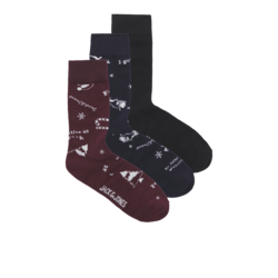 JACK & JONES Muške čarape Jacsnowflake 12266791, 3 para, Crne, teget i bordo