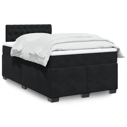 VIDAXL Box spring postelja z vzmetnico črna 120x190 cm žamet