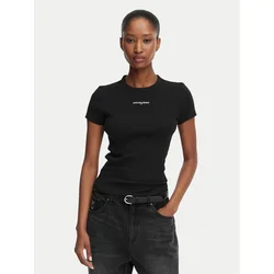 Tommy Jeans Majica Script Rib DW0DW22809 Črna Slim Fit