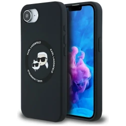 Originalen ovitek Karl Lagerfeld Double Heads MagSafe za iPhone 16e - črn