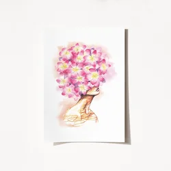 Wallity Poster Dama sa roze cvetnom glavom-2097, 42x59,4 cm