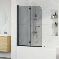 Ograda za tuš Crna 120 x 140 cm ESG staklo i aluminij