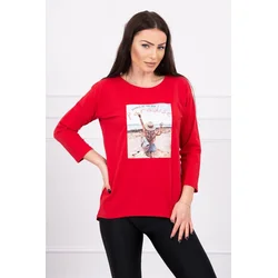 Blouse with Paradise red print