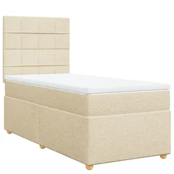 vidaXL vidaXL Box spring postelja z vzmetnico krem 90x190 cm blago, (21292068)