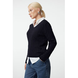 Trendyol Navy Blue Basic Cotton Knit Sweater