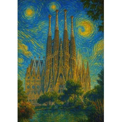 Plakat Barcelona v slogu Van Gogha 50x70 cm