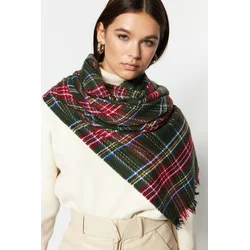 Trendyol Green Soft-Textured Plaid Scarf
