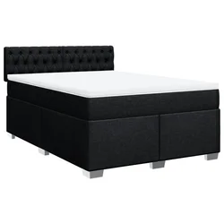 Vidaxl Box spring postelja z vzmetnico črna 140x200 cm blago