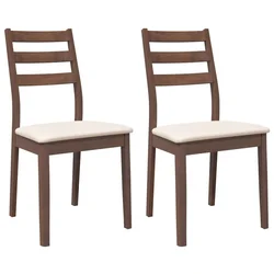 Vidaxl Jedilni stoli z blazinami 2 kosa Brown Solid Wood Rubber
