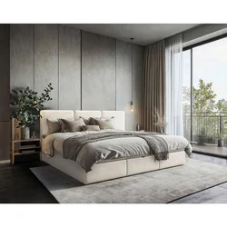 MID.YOU DRUŽINSKA POSTELJA 240 cm  x 200 cm , les, tekstil, leseni material krem barve
