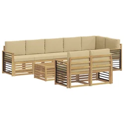 Set vanjskih sofa 9 pcs Bijela i bež 59 x 59 x 37 cm Poliester
