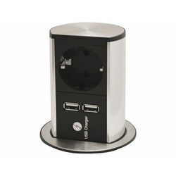 BACHMANN potopni stebriček Elevator 1x240V, 2x USB, 928.020