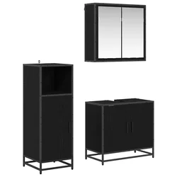 Set namještaja za kupaonicu 3 pcs Crni hrast Konstruirano drvo