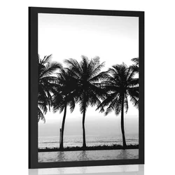 Plakat sončni zahod nad palmami v črnobeli varianti - 40x60 no frame
