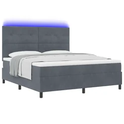 LED Box Spring Krevet Tamno siva 180 x 200 cm Baršun