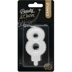 GoDan Sveča številka 8 EIGHT biser BELA 7cm