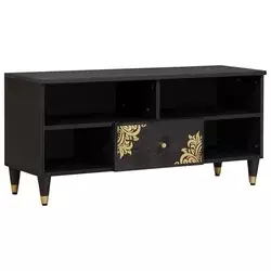 TV ormar s ladicama Crna 100 x 33 x 46 cm Čvrsto drvo manga