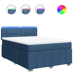 Vidaxl Box spring postelja z vzmetnico modra 140x200 cm blago