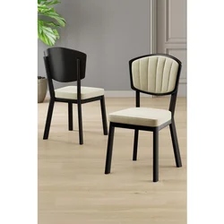 Hanah Home set trpezarijskih stolica Nape 4 kom, krem tkanina Babyface, crne metalne noge