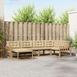 Set vanjskih sofa s jastukom 6 pcs Bijela i bež