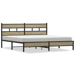 Vidaxl Kovinski posteljni okvir brez vzmetnice sonoma hrast 193x203 cm