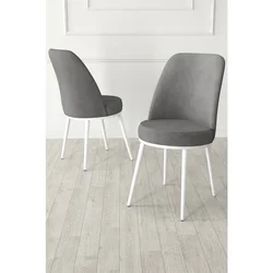 Hanah Home set trpezarijskih stolica Jaxe 8 kom, siva tkanina Babyface, bele metalne noge