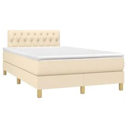 Vidaxl Box spring postelja z vzmetnico krem 120x190 cm blago