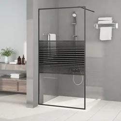 Pregrada za tuš crna 100 x 195 cm s prozirnim staklom ESG