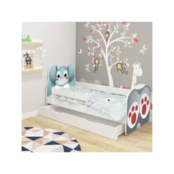 ACMA VII Krevet za decu sa dodatnom fiokom Animals White 160 x 80 cm