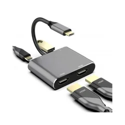 Adapter USB 3.1 tip C (M) - 2 x HDMI + USB 3.0 + PD 60W (4 u 1)