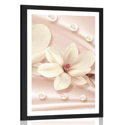 Plakat s paspartujem luksuzna magnolija - 60x90 white
