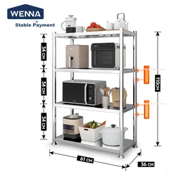 Wenna Polica za odlaganje,61×36×110 cm, 4 nivoa, Srebrne boje