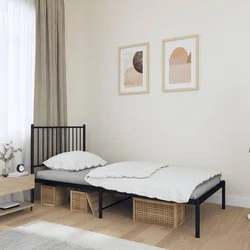 Metalni okvir za krevet s uzglavljem crni 90x190 cm