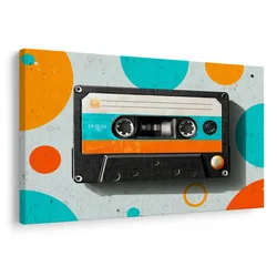Slika retro kaseta s krogi - 120x80