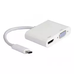 E-GREEN Adapter USB 3.1 tip C (M) - HDMI + VGA (F) beli