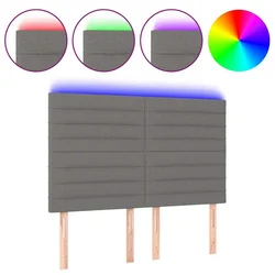 Vidaxl LED posteljno vzglavje temno sivo 144x5x118/128 cm blago