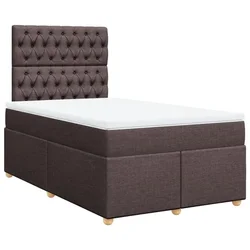 Vidaxl Box spring postelja z vzmetnico temno rjav 120x200 cm blago