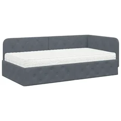 Vidaxl Kotna postelja Temno siva 100 x 200 cm Žamet